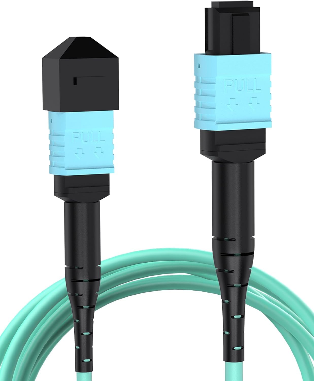 VANDESAIL MPO to MPO Fiber Cable, 15M /50ft OM3 Multimode M P O Cable 12 Core Strand Compatible with 8 Core for QSFP+Transceivers MTP Compatible Application