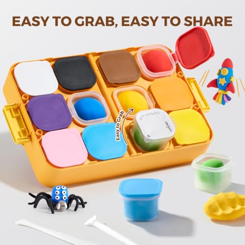 Image of Jar Melo Air Dry Clay for Kids 12 Colors Modeling Clay Kit with Storage Box