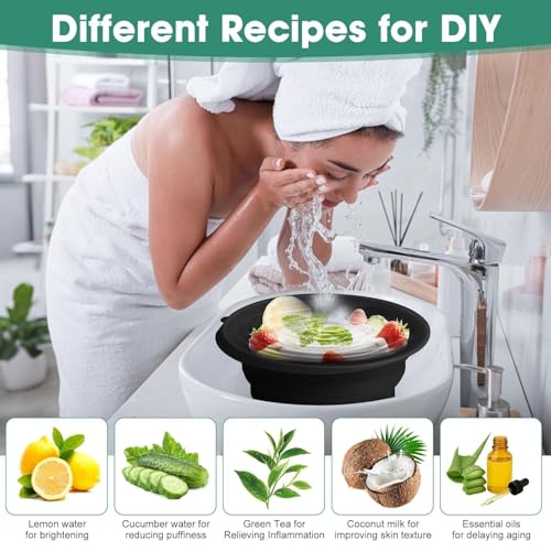 Image of 2-in-1 Ice Roller with Silicone Face Scrubber & Silicone Face Ice Bowl with Built-in Ice Tray - Combo Pack of 2 | BPA-Free | Reusable | for De-Puffing, Deep Cleansing & Skin Tightening (Black)