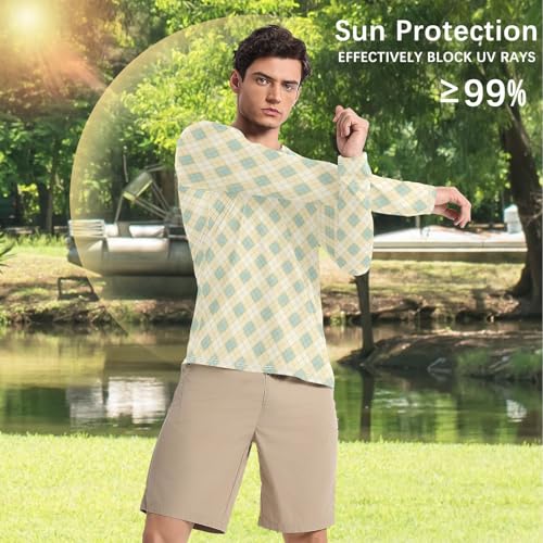 Ginham Rash Guard for Men Long Sleeve UPF 50+ Mens Sun Protection Shirts for Fishing Hiking Running Butter Yellow4