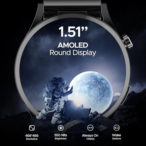 boAt Lunar Embrace w/Vibrant 1.51" (3.8 cm) AMOLED Display,Premium Metal Design, Functional Crown, 100+ Sports Mode, Animated Watch Faces, Built-in Games, Smart Watch for Men & Women(Steel Black) boAt Lunar Embrace w/Vibrant 1.51" (3.8 cm) AMOLED Display,Premium Metal Design, Functional Crown, 100+ Sports Mode, Animated Watch Faces, Built-in Games, Smart Watch for Men & Women(Steel Black)