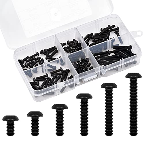 120 Piezas M3 Tornillos, Tornillos de Acero al Carbono, Tornillos de Cabeza Plana M3 x 6/8/10/12/16/20 mm Cover
