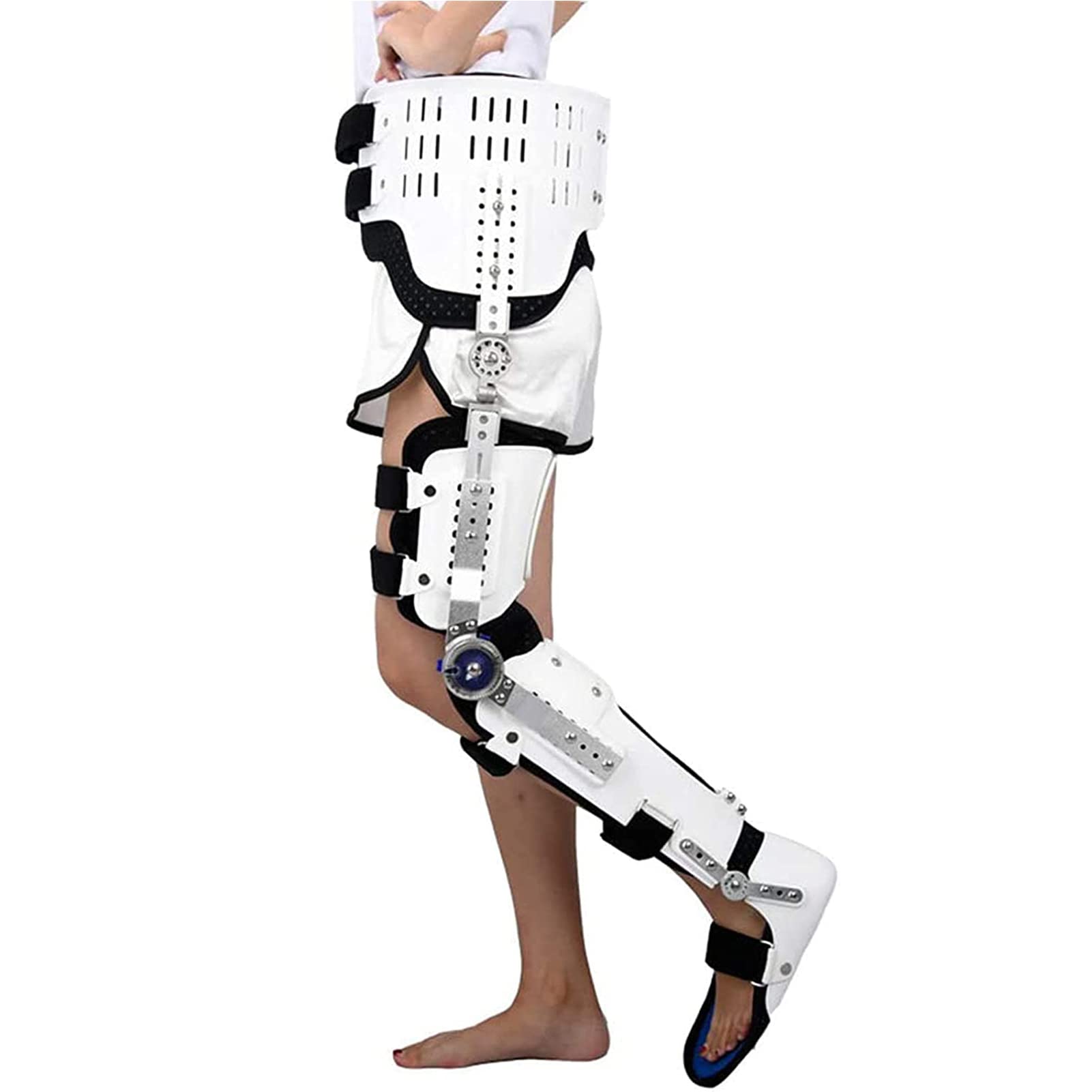 Tutore Ortopedico per Ginocchio con Cerniera, Tutore per Ginocchio con Cerniera, Ortesi di Supporto per Ginocchio Regolabile, Include Piede Sinistro E Destro per Traumi,Hinged Knee Brace