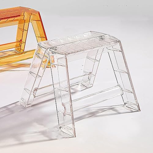 Escalera de acrílico plegable portátil para adultos, silla pequeña transparente para interiores y exteriores, biblioteca, cocina (transparente)