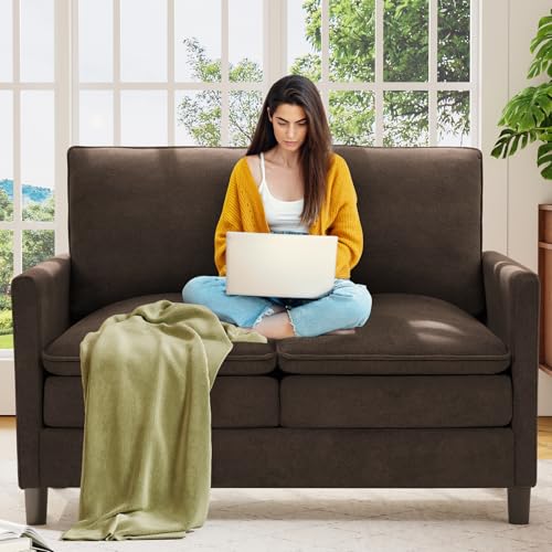 Image of Welzona 3-Layers Cloud Loveseat Sofa, 51 inch Small Couch, Teddy Small Sofa