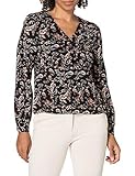 gemustert VERO MODA Damen VMSIMPLY Easy LS Shirt WVN GA Bluse, Black/AOP:ADDA, L