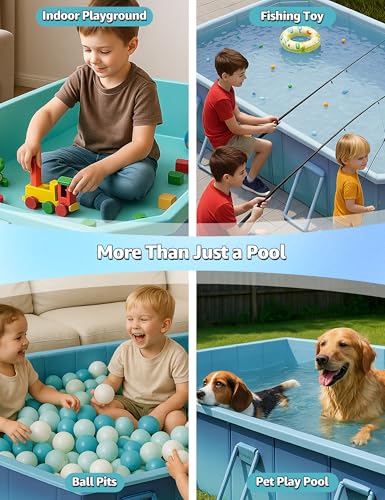 Image of Foldable Pool for Kids Adults - Non-Inflatable Swimming Pools for Backyard Garden Outdoor Folding Collapsible Dog Above Ground Pool Kiddie Pool 90 inch X 54 inch X 21 inch