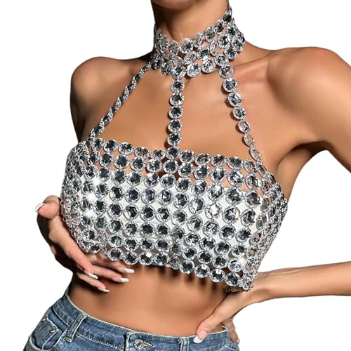 Débardeur court crop top sans manches femme tendance été franges pompons