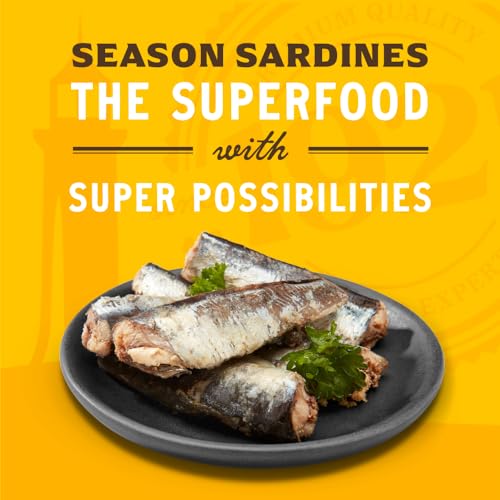Image of Season Sardines in Extra Virgin Olive Oil, 4.37 Oz Tins, 12-Pack | Wild Caught, 22g of Protein, Keto Snacks, More Omega 3's Than Tuna, Kosher, High in Calcium, Canned Sardines
