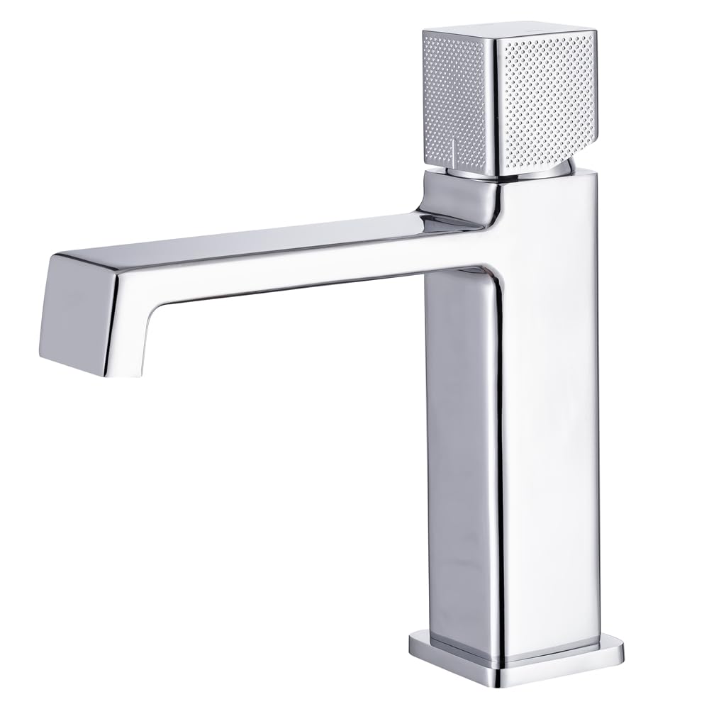 Weirun Chrome Square Bathroom Waterfall Single Handle One Hole Vanity Sink Faucet Deck Mount Brass Commercial Lavatory Basin Bath Mixer Tap