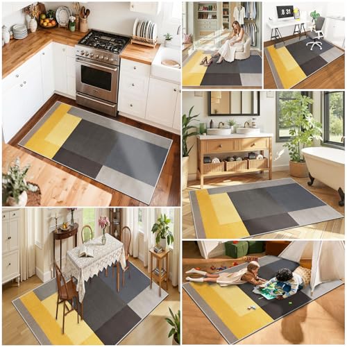 Tapis de salon géométrique 160 x 210 cm à poil ras pour grand séjour - 8