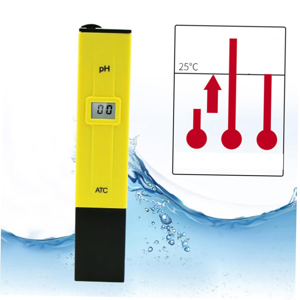 Digital Ph Tester Portable Ph Pen LCD Ph Pen Water Tester Pool Ph Tester Aquarium Ph Pen Water Quality Monitor Ph Tester Digital Ph Test Pen Ph Measurement Ph Meter Pen Yellow FUNOMOCYA