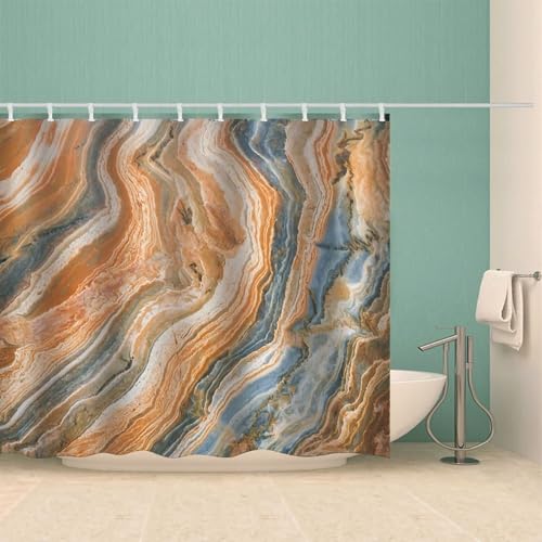Rideau de douche textile orange abstrait imperméable polyester lavable