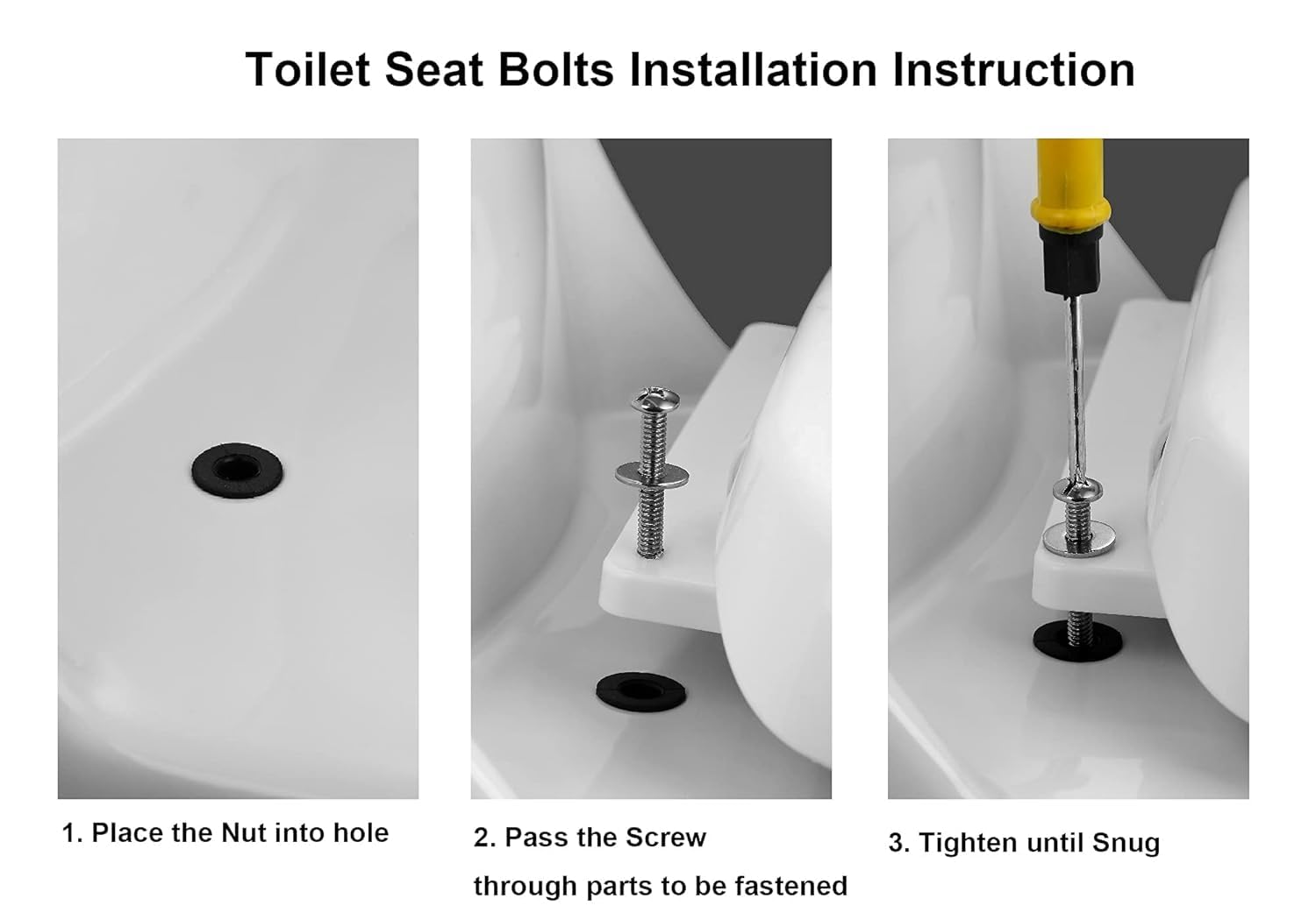 MONIT 2 Pack Universal Toilet Seat Hinges Screw, Toilet seat cover hinges Blind Hole fixings Expanding Rubber Top Fix Nuts Screws for Top Mounting Toilet Seat Hinges-1 Pairs 4