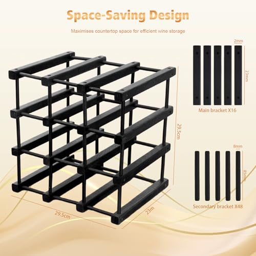 Yolispa Wooden Wine Rack for 12 Bottles, 4 Tiers Freestanding Wine Holder Organizer, Expandable Bottle Racks for Kitchen, Restaurant, Bar, Pantry, Cellar (Black) - Image 4