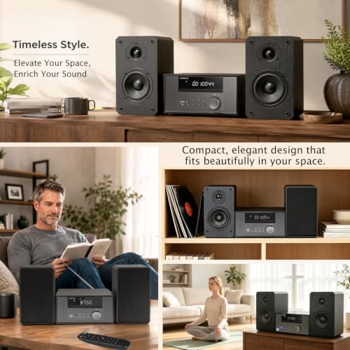 Image of Home CD Stereo Shelf System,100W Hi-Fi Bookshelf Speskers System