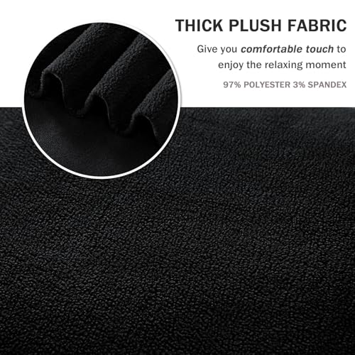 NICEEC Sofa Cover Thick Plush 1-Piece Warm Black Sofa Slipcover for Sofas Stretch Fluffy Couch Covers for Living Room Easy Fit Washable Soft Furniture Sofa Protector with Skirt - Image 3