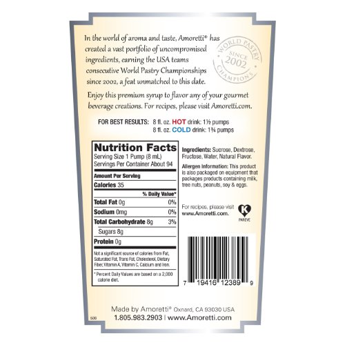 image for Amoretti Premium Syrup, Mexican Coffee Liqueur Type Syrup, 25.4 Ounce