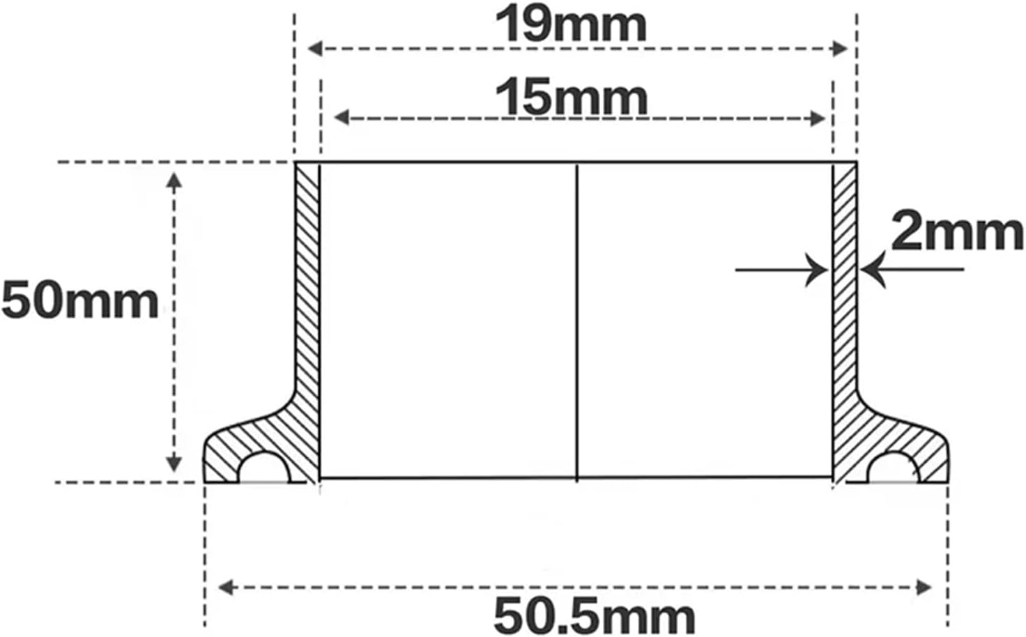 50mm Height 19/25/32/38/45/51mm Pipe OD Butt Weld 1.5" 2" Tri Clamp Ferrule SUS304/316L Homebrew(19mm Ferrule 50.5,SUS304)