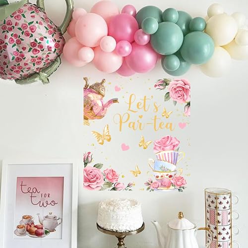 Vinilo decorativo Let's Par-Tea con rosas y mariposas miniatura 3