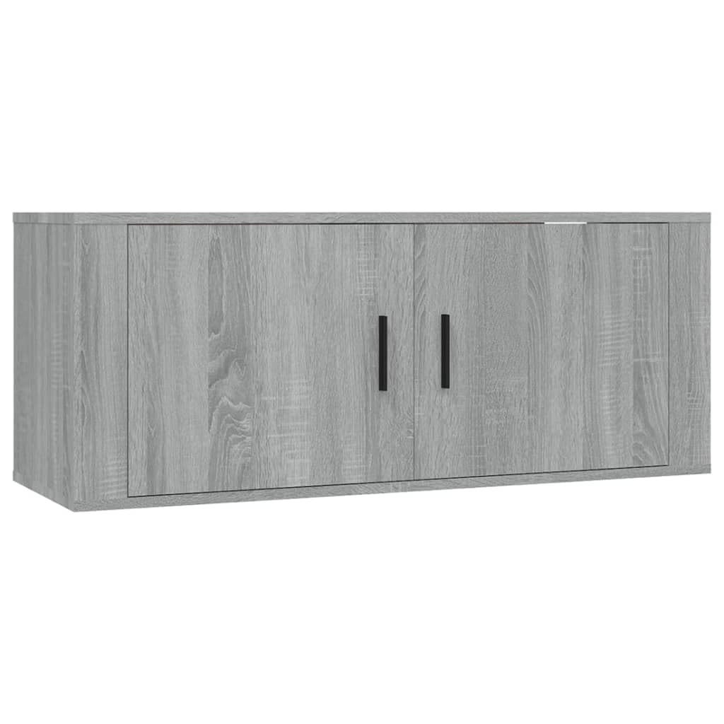 8-TLG. TV-Schrank-Set Grau Sonoma, Holzwerkstoff, 100/40 cm Breite, Wandmontage, Modernes Media-Center für Wohnzimmer, Viel Stauraum