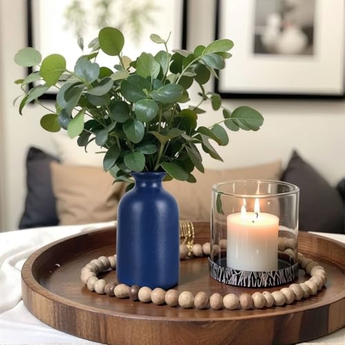 Blue Ceramic Bud Vases Set of 6 - Modern Boho Navy Blue Small Vase, Farmhouse Country Blue Vases Home Decor, Living Room Decoration, Table Decor, Fireplace Decor, and Entrance Decoration Centerpieces