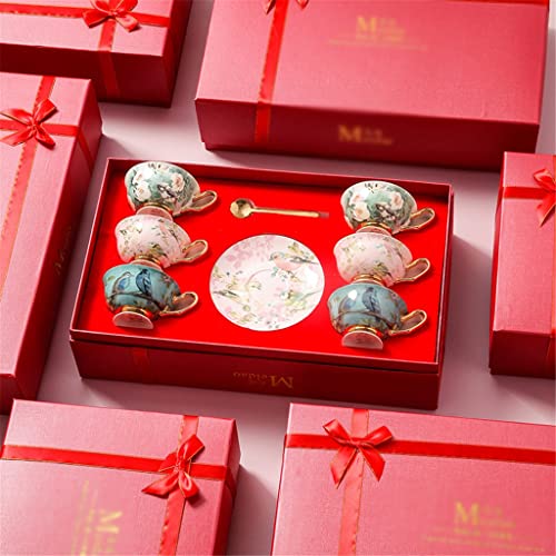 FCYIXIA Taza de café Europea de Alto Valor, Hueso Exquisito de Alta Gama China China, Juego de té de la Tarde, Regalo de… - Imagen 4