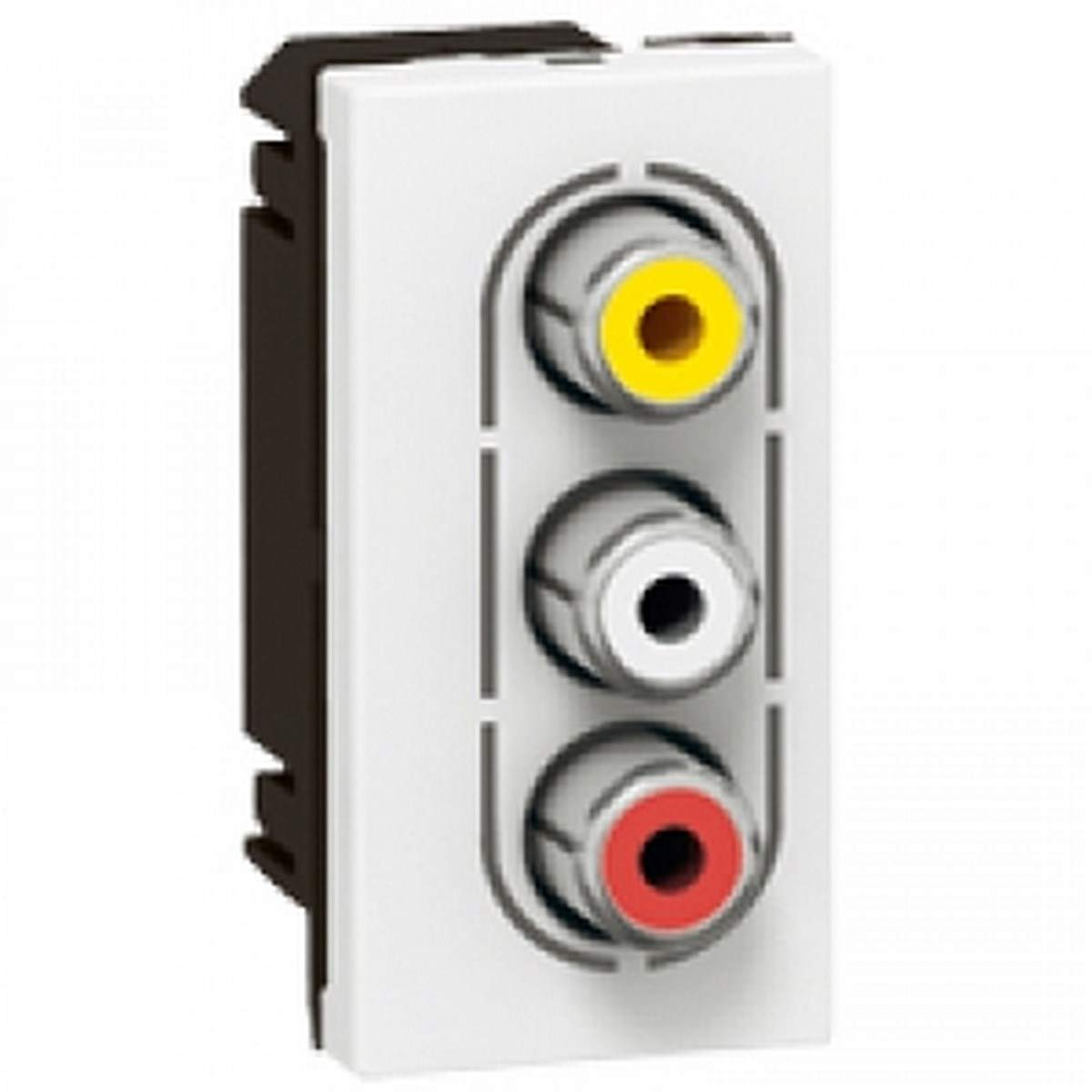 Legrand 078754 Mosaic RCA 3 Prise, Femelle, 1 Module pour Liaison Vidéo Composite et Audio Stéréo, Blanc