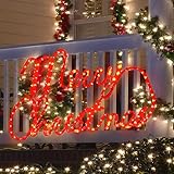 XMASLAND Lighted Merry Christmas Sign Decoration,Extra Large 24'x13.5' 180LED Pre Lit Display Outdoor Christmas Yard Decoration Garden Yard Art Holiday Winter Display