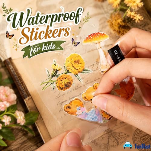 Image of FunBlast Self Adhesive 640Pcs /100 Sheets, Vintage Nature Stickers, Retro Decorative Sticker's for Scrapbook, Sticker's for Project, Japanese Style Sticker Set, Journals, Scrapbooking (Multicolor)