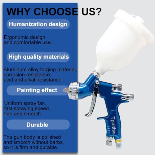 Image of HVLP Spray Gun Automotive Air Spray Gun with 1.3mm Tip 600ml Plastic Cup for Auto Paint,Car Paint,Blue