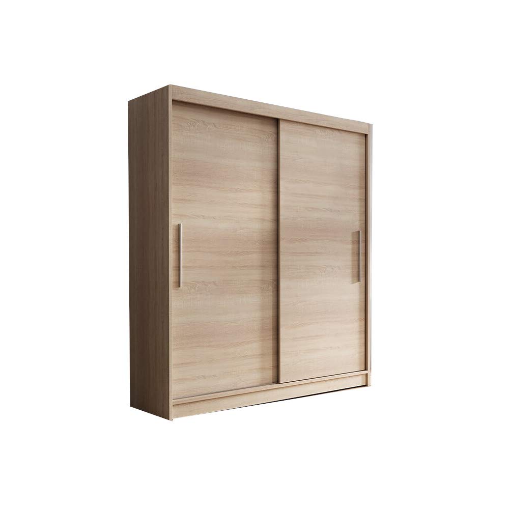 E-MEUBLES Armoire de Chambre avec 2 Portes coulissantes + avec Espace de Stockage supplémentarie| Penderie (Tringle) avec étagères (LxHxP): 150x245x61 LARA 04 (Sonoma + Sonoma