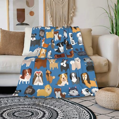 HGOD DESIGNS Dogs Throw Blanket Cute Dog and Puppy Set Soft Blankets and Throws 100x130cm Caring for Women Men - Image 3