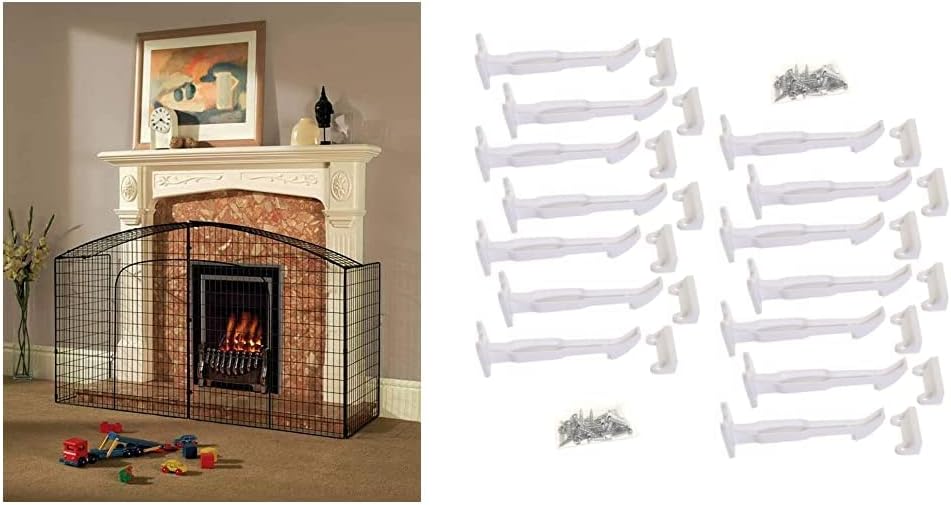 Safetots Multi Panel Fire Surround, 62cm Deep x 104cm Wide, Black ...