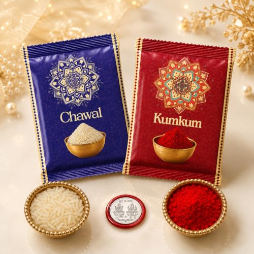 Image of Oblivion Set of 5 Silver Colour Designer Rakhi for Brother | Fancy Multi Design Rakhi Collection with Ganesh Ji Pooja Thali, Coin & Greeting Card | Raksha Bandhan Gift Set