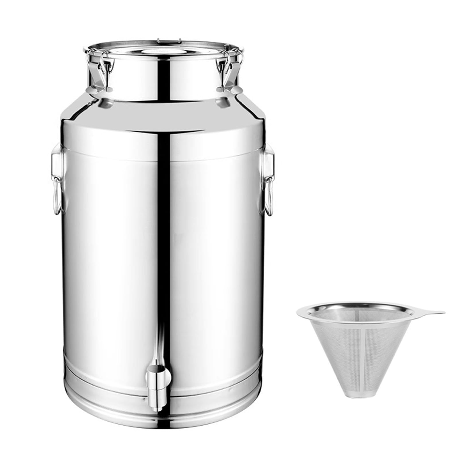 Yiustldd One Color 5-22L Seal Milk Transport Can Stainless Steel Milk Bucket Wine Pail Barrel With Faucet Spigot, 250 Mesh Funnel For Liquid Container,5L