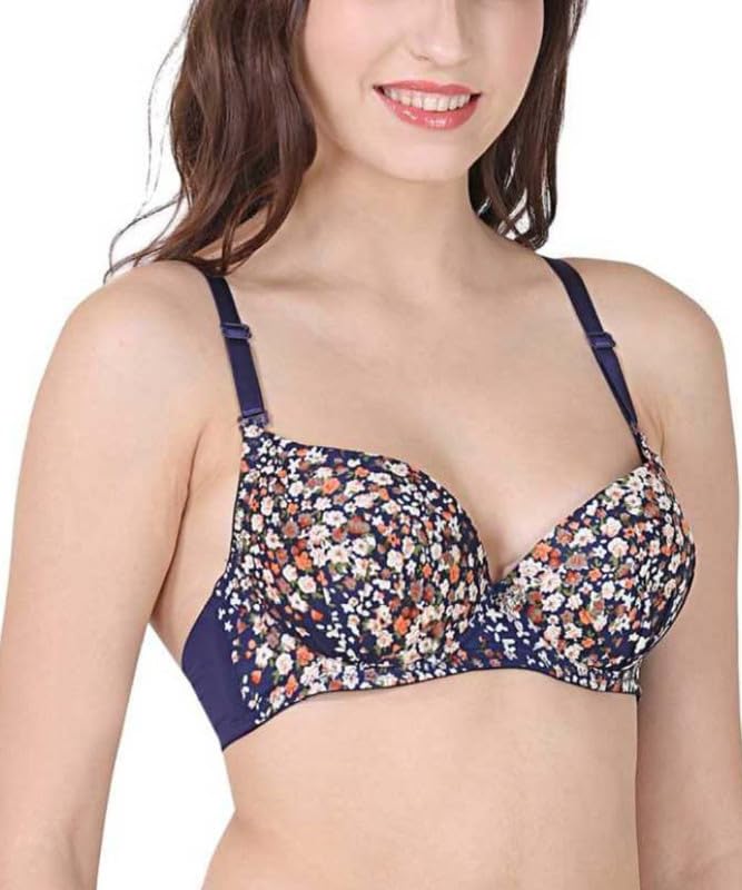 Image of Brachy Women's Floral Print Push-Up Bra | Smooth Fit Seamless Padded Underwired T-Shirt Bra BCA FPWB-P