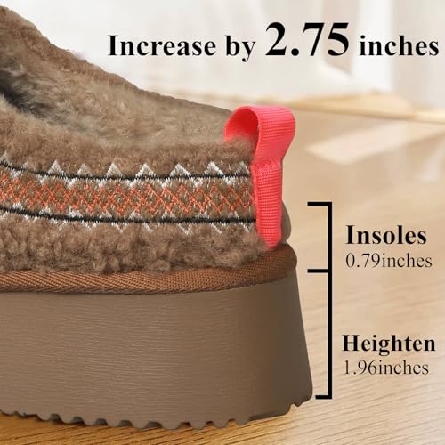Image of NATRAKI Women's Platform Slippers Mini Boots Braid with Plush Fleece Lining Fuzzy Slippers for Women Slip on Clogs