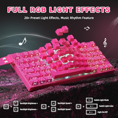 Image of ATTACK SHARK R82HE Rapid Trigger Wired Mechanical Gaming Keyboard TKL NKRO RGB with 8K Polling,0.005mm Accuracy,256K Scan Rate,5 Layer Sound Damped,Hall Effect Magnetic Switch for PC Mac(Rose Contour)