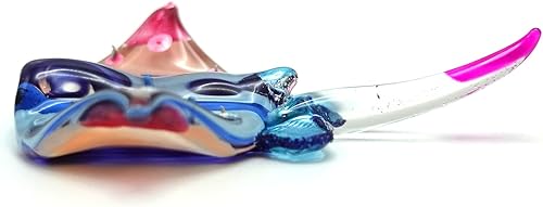 Miniatura 4 de Manta Ray - Pequeñas figuras en miniatura de animales soplados a mano, arte de vidrio soplado a mano, regalo coleccionable para decorar (rosa y azul)