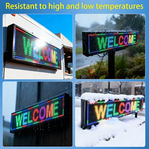 Image of P10 Programmable Scrolling Led Sign Outdoor Digital Sign Display Message Board Led Open Signs For Business Custom Banner Word Light Advertising Wifi Control High Brightness Neon 39 inchX8 inch