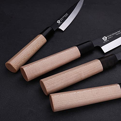 Wildmok Knife Set Of 4 Gyuto Sushi Chef Knives-Yanagiba-Deba-Nakiri-Utility Kitchen Knife thumb #6