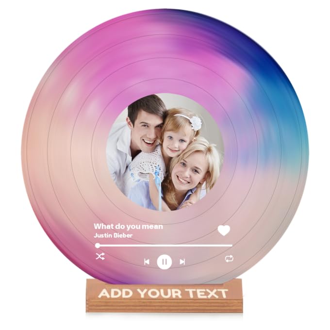 SosnSusn Personalised Vinyl Record Custom Spotify Plaque Picture Frame Photo Personalised Photo Gifts for Girlfriend Boyfriend Couples Anniversary Birthday Valentines Gifts For Him Her