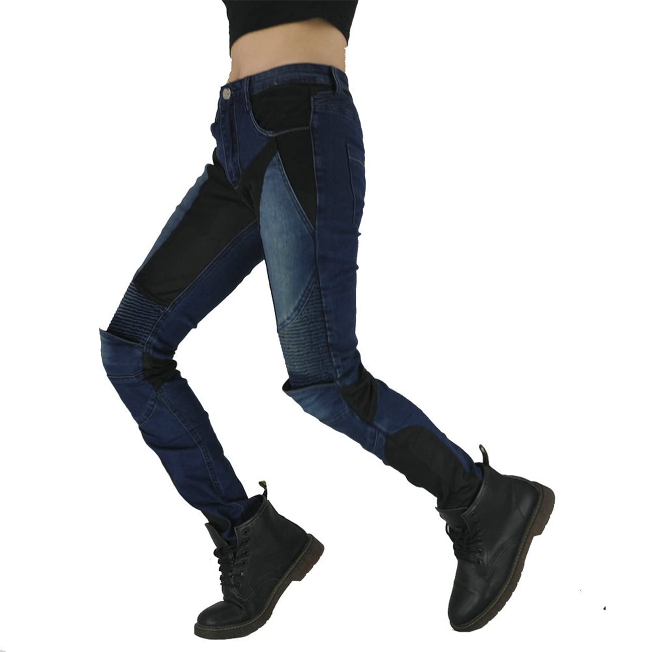 Jeans Da Motociclista Per Donna Per Casual E Moto Fodera In Armatura (Blue,XS)