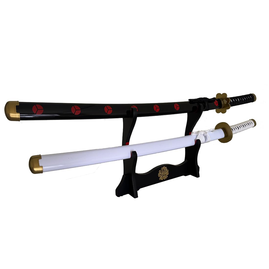 Schwerthalter japanischer samtgepolsterter Katana-Ständer Samurai-Ausstellungsständer unterstützt alle Schwerter Drachenmuster 2 Tier