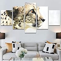 SIGNWIN 5 Panel Canvas Wall Art Animals Cheetah Closeup Contemporary Expressive Modern Artwork for Home Decorations Ready to Hang - 60