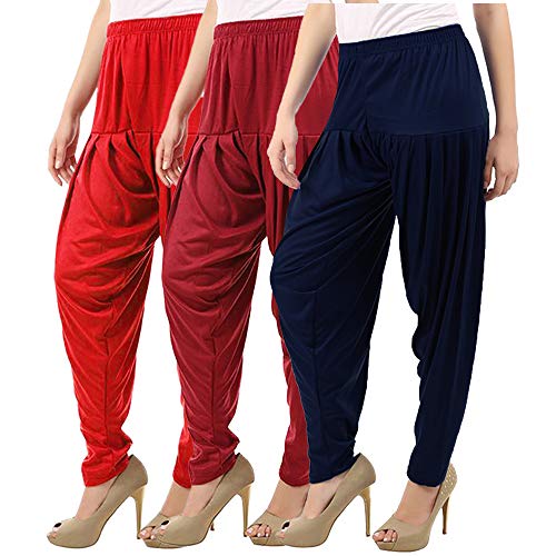 Image of Buy That Trendz Patiyala Pants for Women 3 Combo Patiyala Salwar Harem Viscose Bottoms Pants for Women