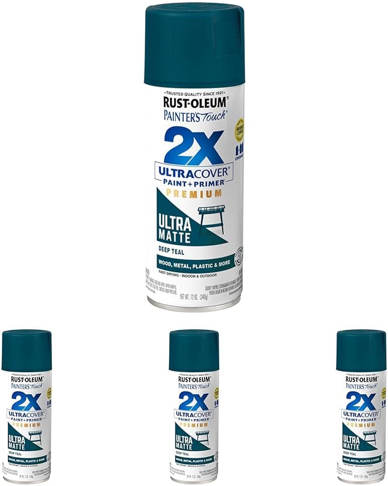 Painter's Touch 2X Ultra Cover Spray Paint - Deep Teal (12 oz, Pack of 4)