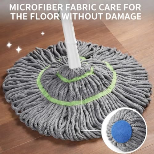 Image of Microfiber Twist Mop for Floor Cleaning, Squeeze Twist Mop Stick, Durable Dust Easy to Use Floor Cleaner, Effective for Hardwood, Tile, and Laminate (Pack of 1)
