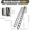 12 Steps Black Attic Ladder Pull Down System, 882LBS Capacity, 10 ft Wall-Mounted Pull Down Attic Stairs w/Pull Rod, Alloy Steel Foldable Loft Ladder for Basements Warehouses Shops (Black)